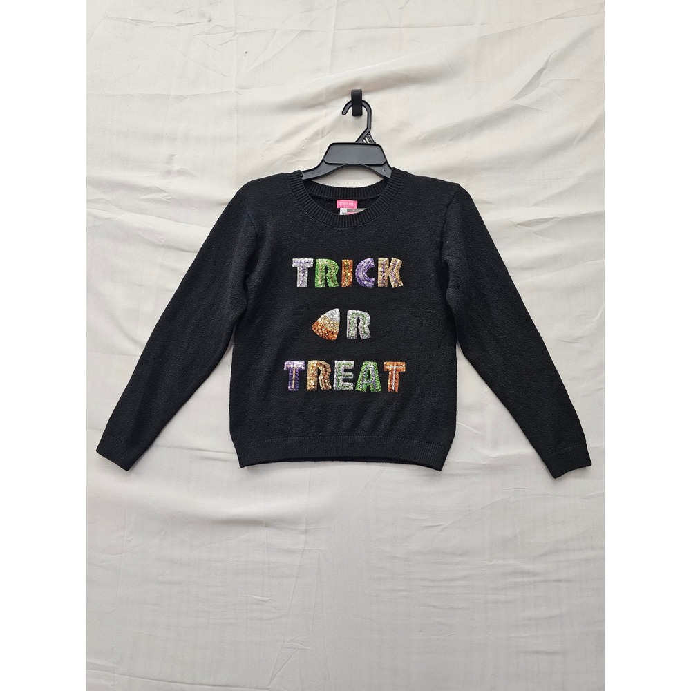 Zunie Girls Trick or Treat Pullover Sweater Black Polyester Blend Size XL